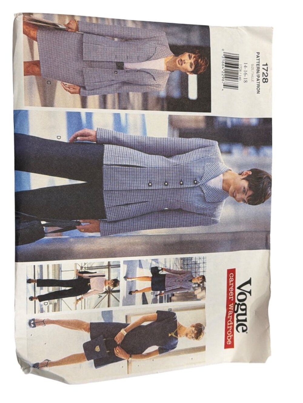 Vogue Pattern 1728 Career Wardrobe Easy Sewing Jacket Dress Top Skirt Pants 14-